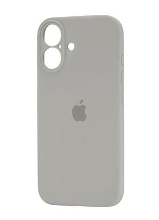 Чехол силиконовый с защитой камеры для iphone 16 серый противоударный silicone case square