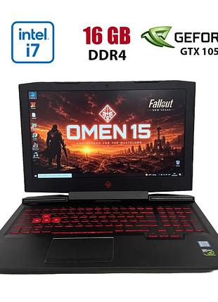 Ігровий ноутбук б-клас hp omen 15-ce018dx / 15.6" (1920x1080) ips / intel core i7-7700hq (4 (8) ядра по 2.8 - 3.8 ghz) / 16 gb