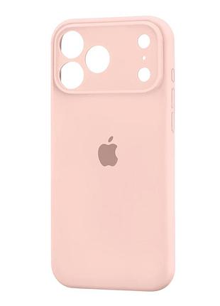 Чехол силиконовый silicone case square для iphone 17 pro max защита камеры розовый песок