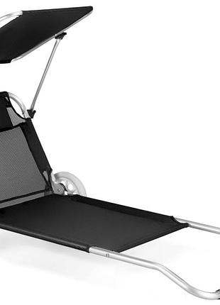 Шезлонг лежак outtec sun з дашком чорний