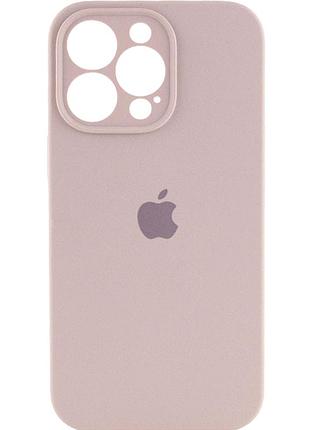 Чехол силиконовый silicone case square для iphone 14 pro max защита камеры розовый песок