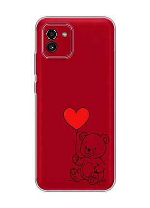 Прозрачный чехол на samsung galaxy a03/a035 медвежонок с сердечком (принт 431)