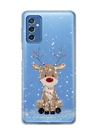 Прозорий чохол на samsung galaxy m52 олень новий рік (принт 429)