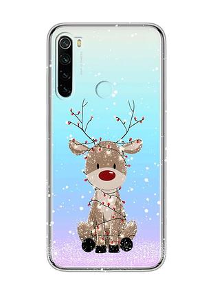 Прозорий чохол на xiaomi redmi note 8 олень новий рік (принт 429)