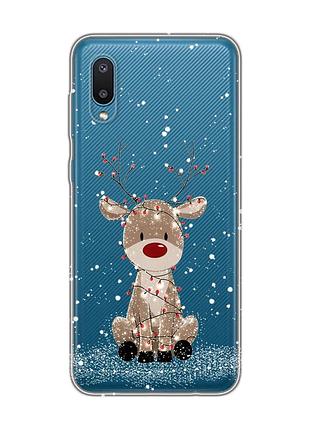 Прозорий чохол на samsung galaxy a02/a022 (2021) олень новий рік (принт 429)