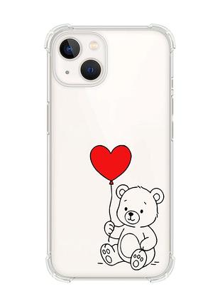 Чохол із потовщеними кутами на iphone 14 plus ведмежатко з сердечком (принт 431)