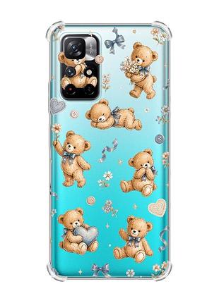 Чохол з потовщеними кутами на xiaomi redmi note 11 4g плюшеві ведмежата (принт 430)