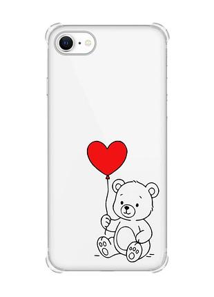 Чехол с утолщёнными углами на iphone 7 / 8 медвежонок с сердечком (принт 431)