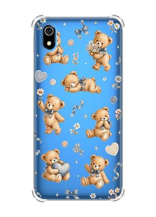 Чохол з потовщеними кутами на xiaomi redmi 7a плюшеві ведмежата (принт 430)