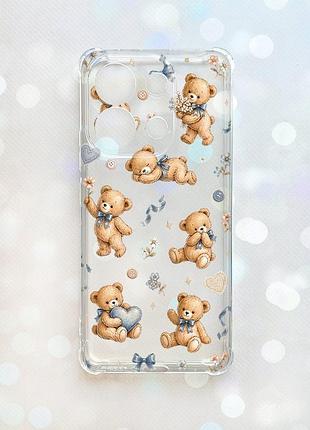 Чехол с утолщёнными углами на xiaomi redmi note 13 4g плюшевые медвежата (принт 430)