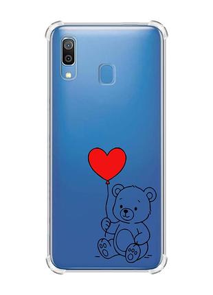 Чохол з потовщеними кутами на samsung galaxy a30 (2019) / a20 (2019) ведмежатко з сердечком (принт 431)