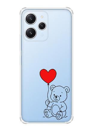 Чехол с утолщёнными углами на xiaomi redmi 12 медвежонок с сердечком (принт 431)