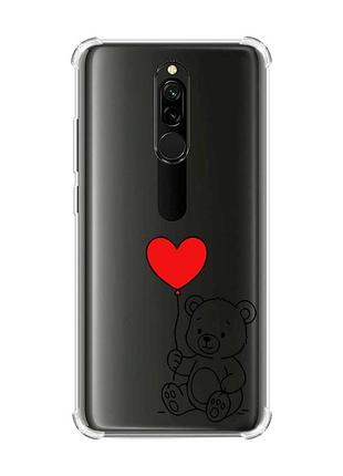 Чохол з потовщеними кутами на xiaomi redmi 8 ведмежатко з сердечком (принт 431)