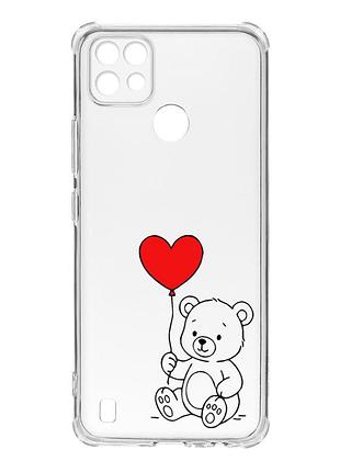 Чохол з потовщеними кутами на realme c21 ведмежатко з сердечком (принт 431)