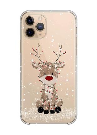 Прозорий чохол на apple iphone 11 pro (5,8) олень новий рік (принт 429)