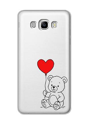 Прозорий чохол на samsung galaxy j7(2016) j710 ведмежатко з сердечком (принт 431)