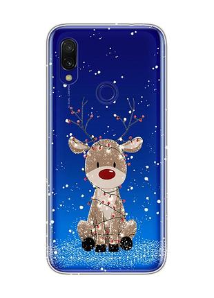 Прозрачный чехол на xiaomi redmi 7 олень новый год (принт 429)
