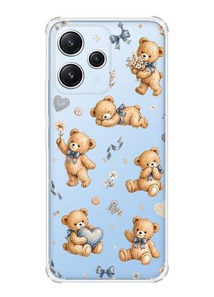 Чехол с утолщёнными углами на xiaomi redmi 12 плюшевые медвежата (принт 430)