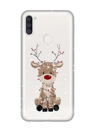 Прозорий чохол на samsung galaxy a11 олень новий рік (принт 429)