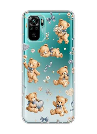 Прозорий чохол на xiaomi redmi note 10/note 10s плюшеві ведмежата (принт 430)