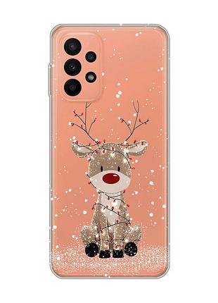 Прозорий чохол на samsung galaxy a23 4g олень новий рік (принт 429)