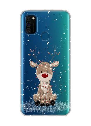 Прозорий чохол на samsung galaxy m30s/m21 олень новий рік (принт 429)