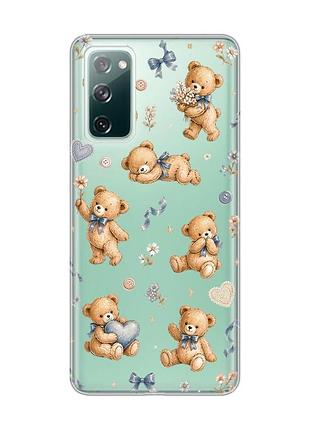Прозрачный чехол на samsung galaxy s20 fe плюшевые медвежата (принт 430)