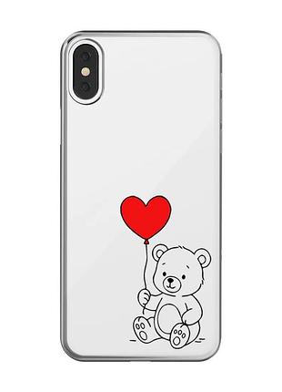 Прозорий чохол на iphone x / xs ведмежатко з сердечком (принт 431)