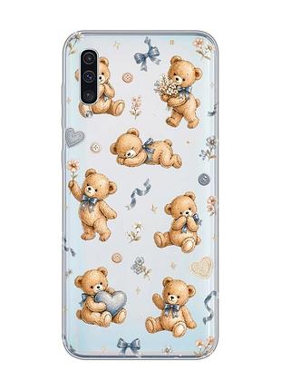 Прозрачный чехол на samsung galaxy a50 (2019) a505/a30s плюшевые медвежата (принт 430)