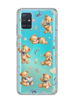 Прозрачный чехол на samsung galaxy a51 плюшевые медвежата (принт 430)