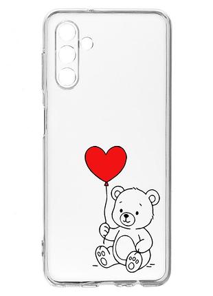 Прозрачный чехол на samsung a04s/a13 5g медвежонок с сердечком (принт 431)