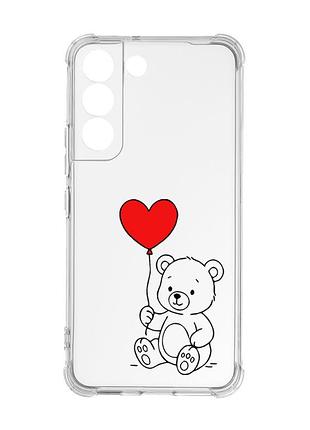 Чохол із потовщеними кутами на samsung galaxy s22 ведмежатко з сердечком (принт 431)