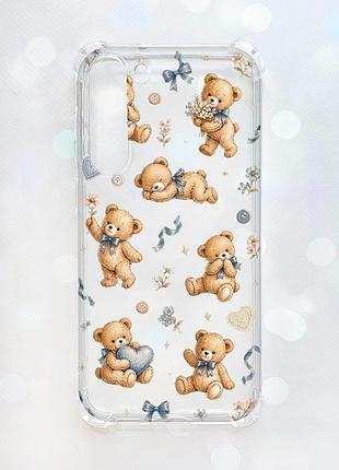 Чехол с утолщёнными углами на samsung galaxy s23 plus плюшевые медвежата (принт 430)
