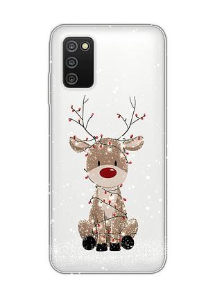 Прозорий чохол на samsung galaxy a03s олень новий рік (принт 429)