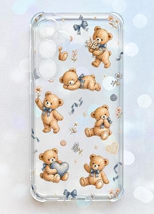 Чехол с утолщенными углами на samsung galaxy s25 плюшевые медвежата (принт 430)