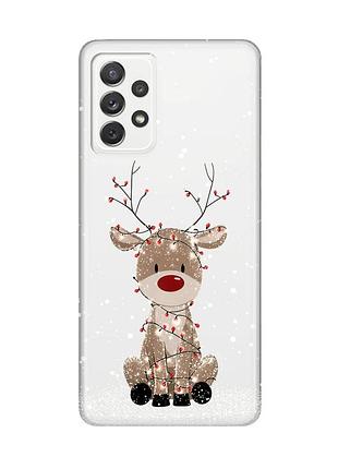 Прозорий чохол на samsung galaxy a72 (a725) олень новий рік (принт 429)