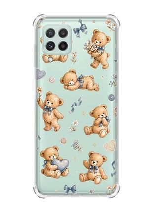 Чохол із потовщеними кутами на samsung galaxy a22 5g / a22s 5g плюшеві ведмежата (принт 430)