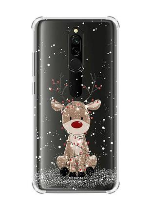 Чохол з потовщеними кутами на xiaomi redmi 8 олень новий рік (принт 429)