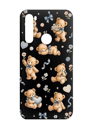 Матовий чорний чохол на xiaomi redmi note 8 плюшеві ведмежата (принт 430)