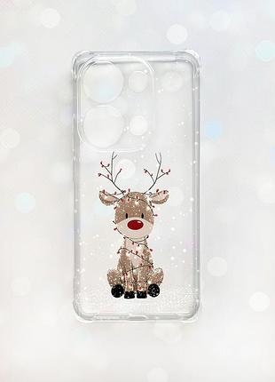 Чохол з потовщеними кутами на xiaomi redmi note 13 pro 4g олень новий рік (принт 429)