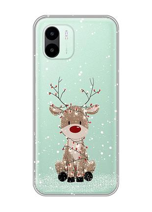 Прозорий чохол на xiaomi redmi a1 олень новий рік (принт 429)