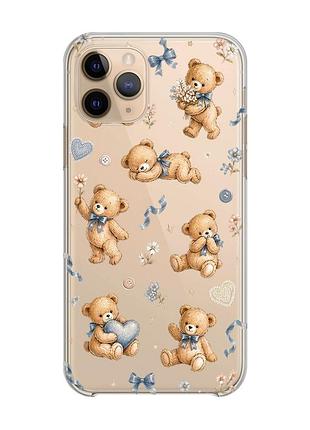 Прозрачный чехол на apple iphone 11 pro (5,8) плюшевые медвежата (принт 430)
