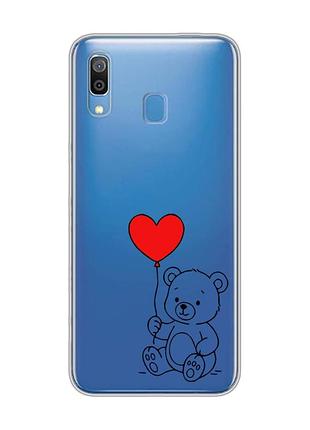 Прозорий чохол на samsung galaxy a30 (2019)/a20 (2019) ведмежатко з сердечком (принт 431)