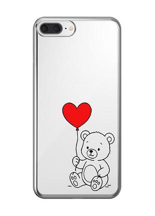 Прозорий чохол на iphone 7 plus / 8 plus ведмежатко з сердечком (принт 431)