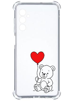 Чохол з потовщеними кутами на samsung galaxy a05s (a057) ведмежатко з сердечком (принт 431)