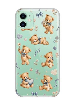 Прозорий чохол на apple iphone 11 (6,1) плюшеві ведмежата (принт 430)