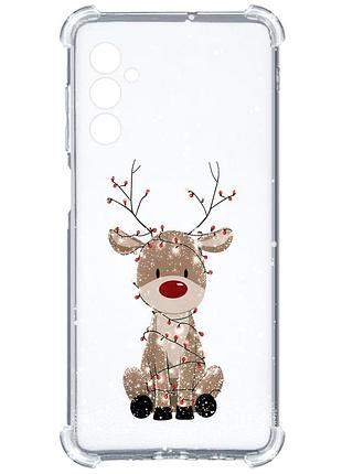 Чехол с утолщёнными углами на samsung galaxy a05s (a057) олень новый год (принт 429)