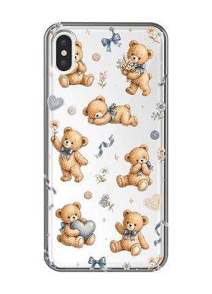 Прозрачный чехол на iphone xs max плюшевые медвежата (принт 430)