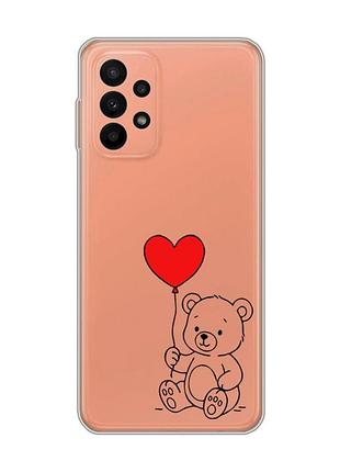 Прозорий чохол на samsung galaxy a23 4g ведмежатко з сердечком (принт 431)