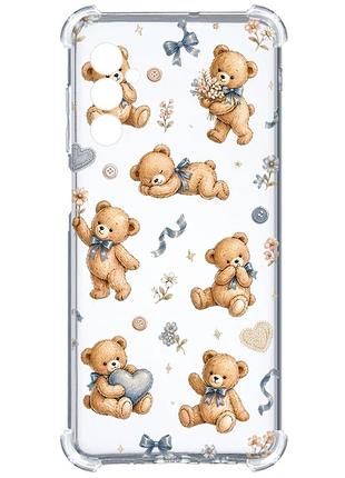 Чехол с утолщёнными углами на samsung galaxy a05s (a057) плюшевые медвежата (принт 430)